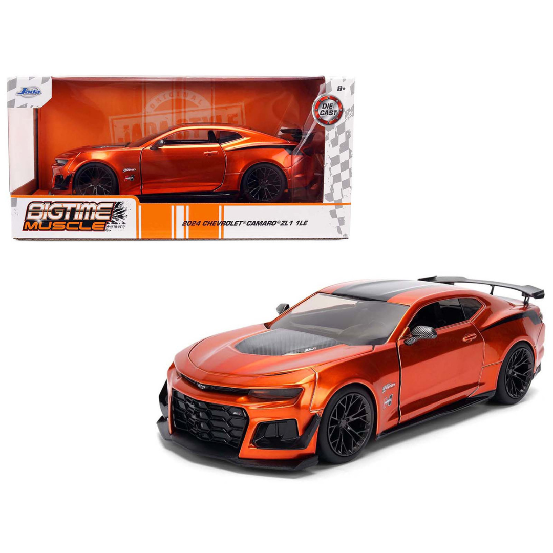 2024 Chevrolet Camaro ZL1 1LE Orange Metallic with Black Stripes "Bigtime Muscle" Series 1/24 Diecast Model Car