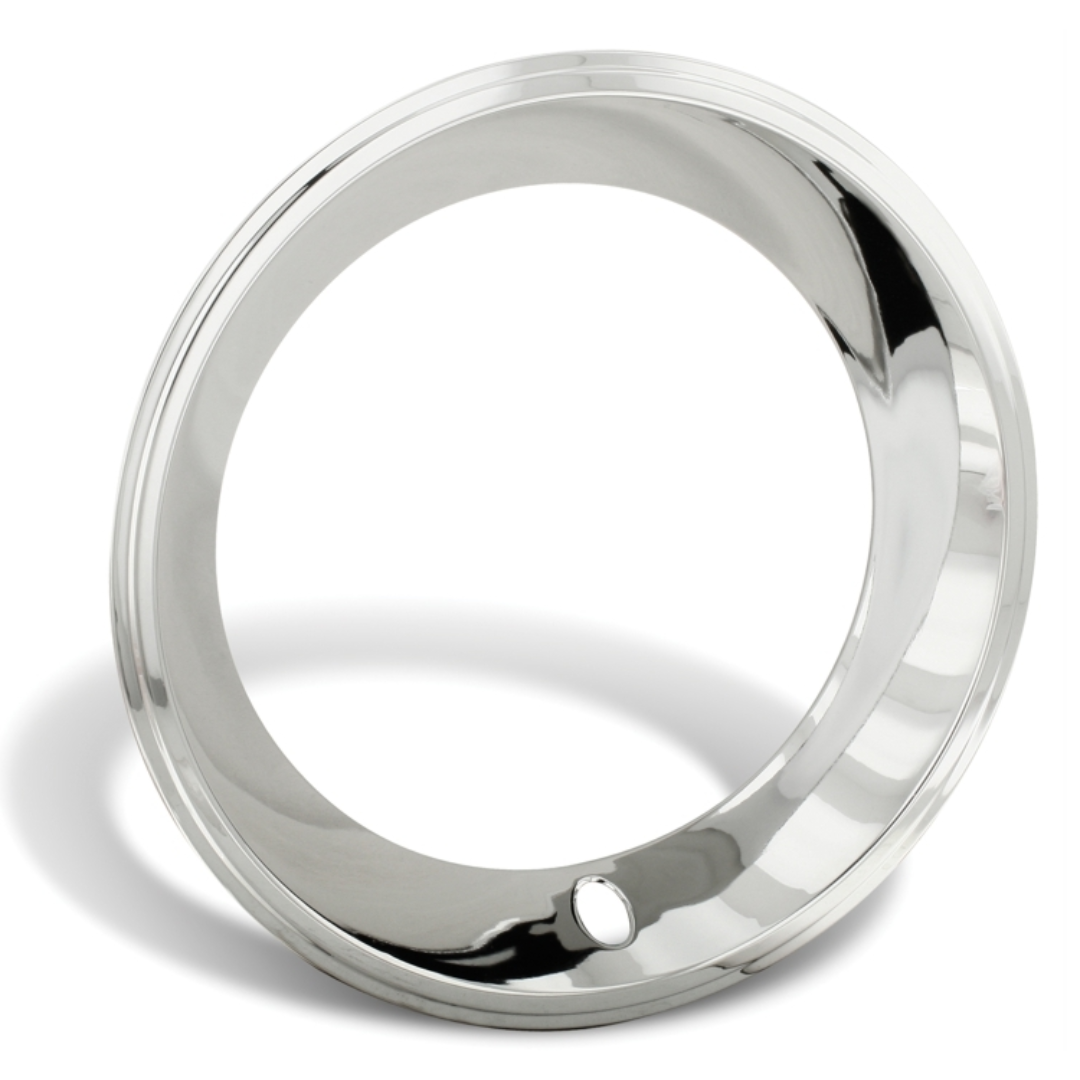 15" Deep Dish Triple Chrome Plated Stainless Trim Ring Set 2.75" Wide - With Stepped Edge