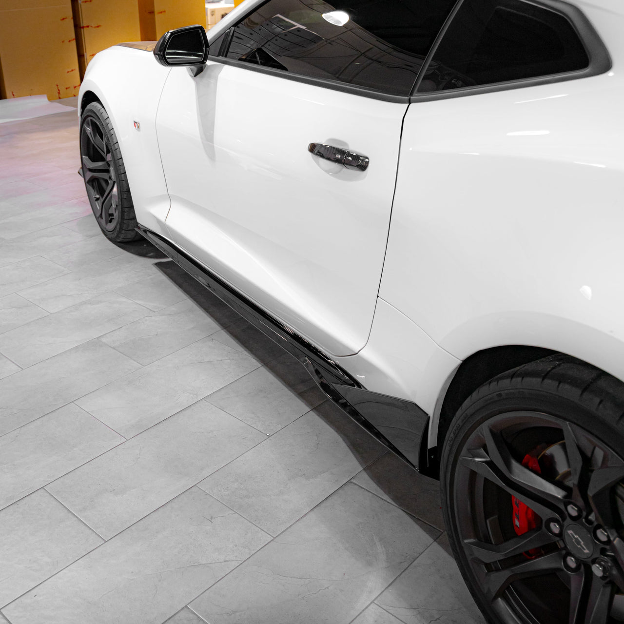 2016-2024 Chevy Camaro Evo Style Gloss Black Side Skirt Rockers SS/RS/LT