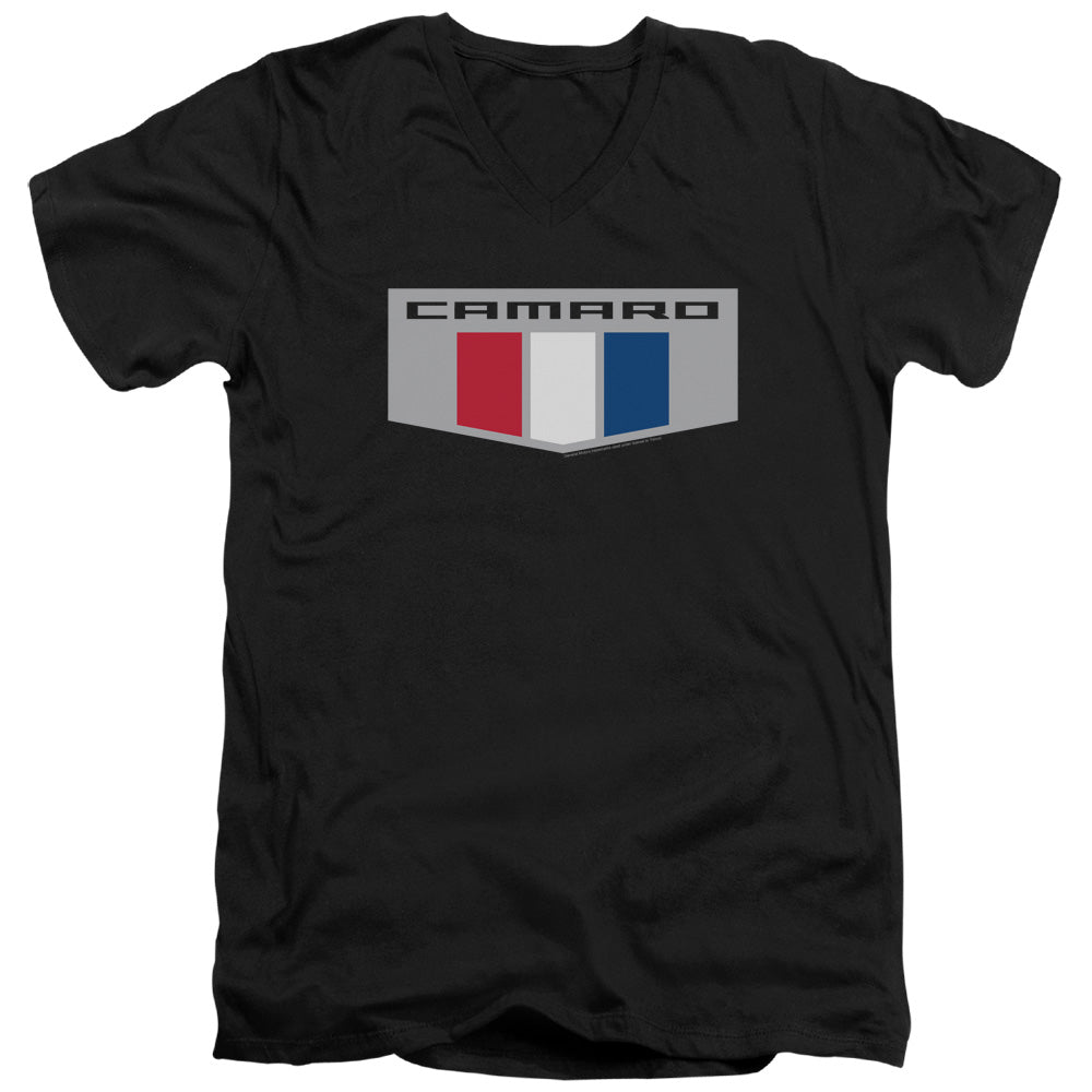 Chevrolet Camaro Emblem-Adult Slim Fit V Neck Cotton-Black
