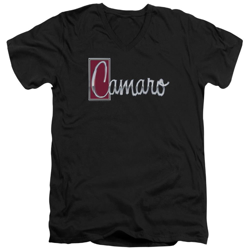 Chevrolet Camaro Script-Adult Slim Fit V Neck Cotton-Black