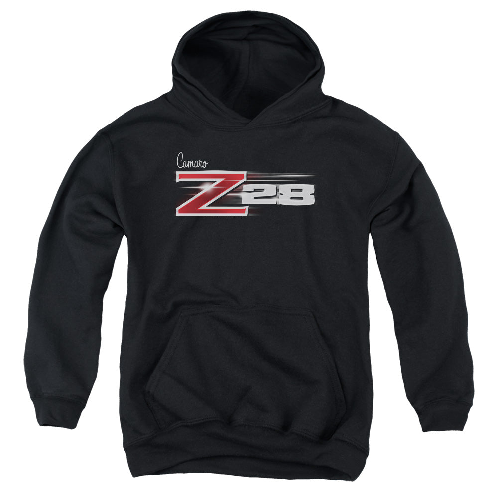 Chevrolet Camaro Z28 Logo-Youth Hooded Sweatshirt-Black