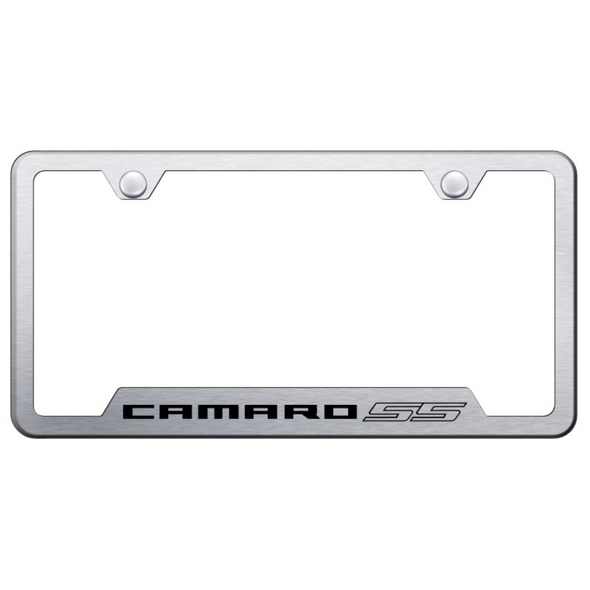 Camaro SS Notched License Plate Frame - Brushed