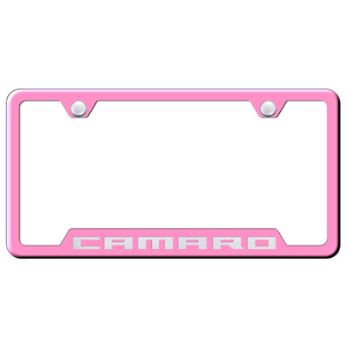 camaro-script-license-plate-frame-pink