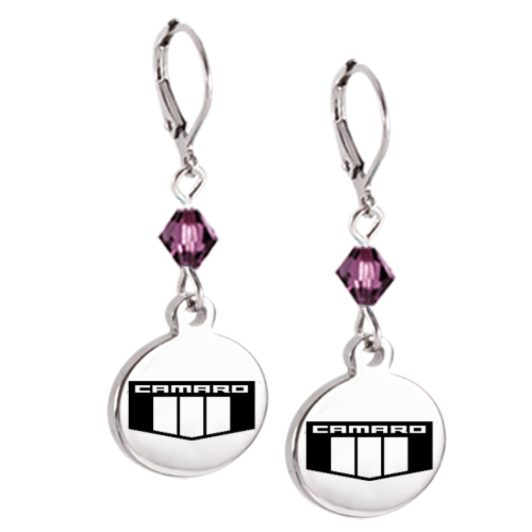 camaro-emblem-crystal-leverback-earrings