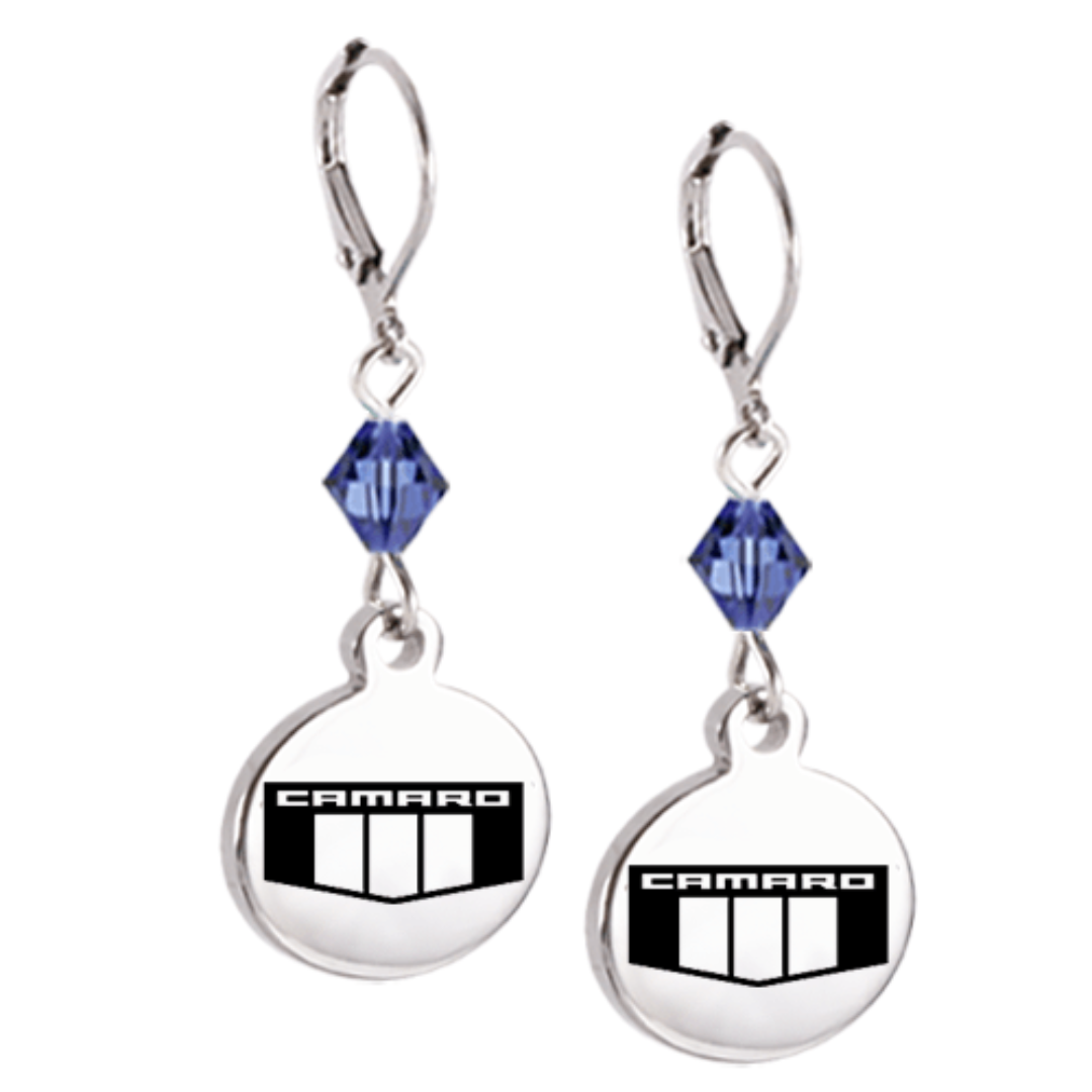 camaro-emblem-crystal-leverback-earrings