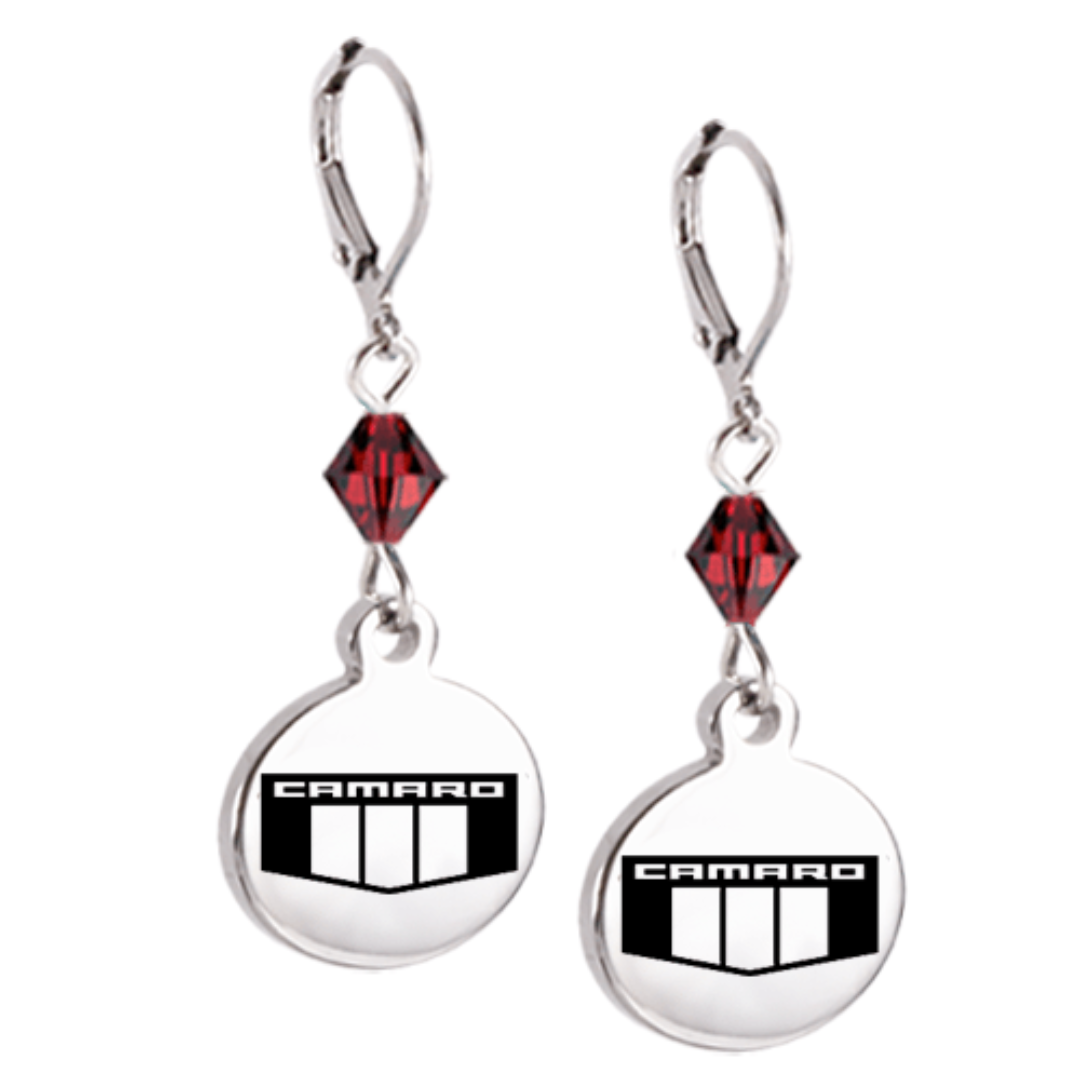camaro-emblem-crystal-leverback-earrings