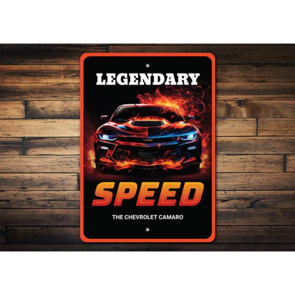 The Chevrolet Camaro Legendary Speed Aluminum Sign