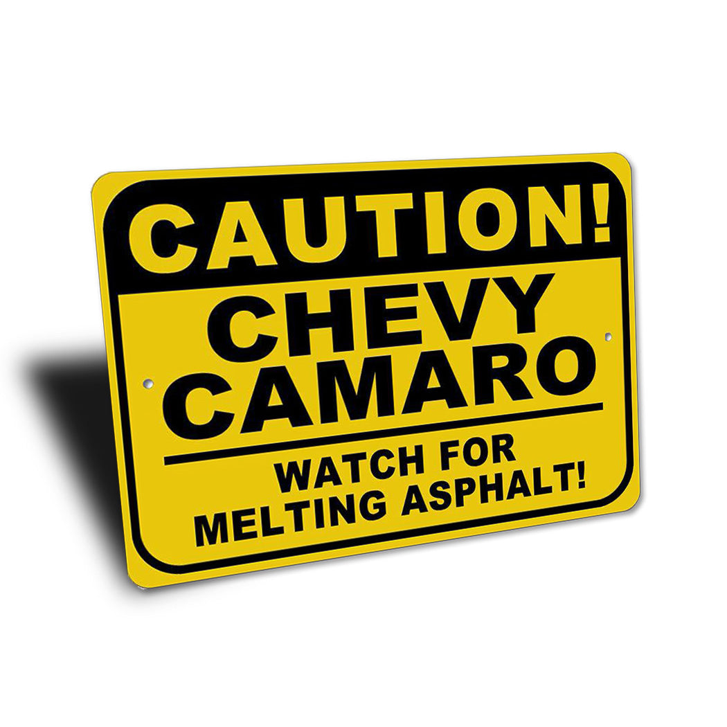 camaro-caution-watch-for-melting-asphalt-aluminum-sign