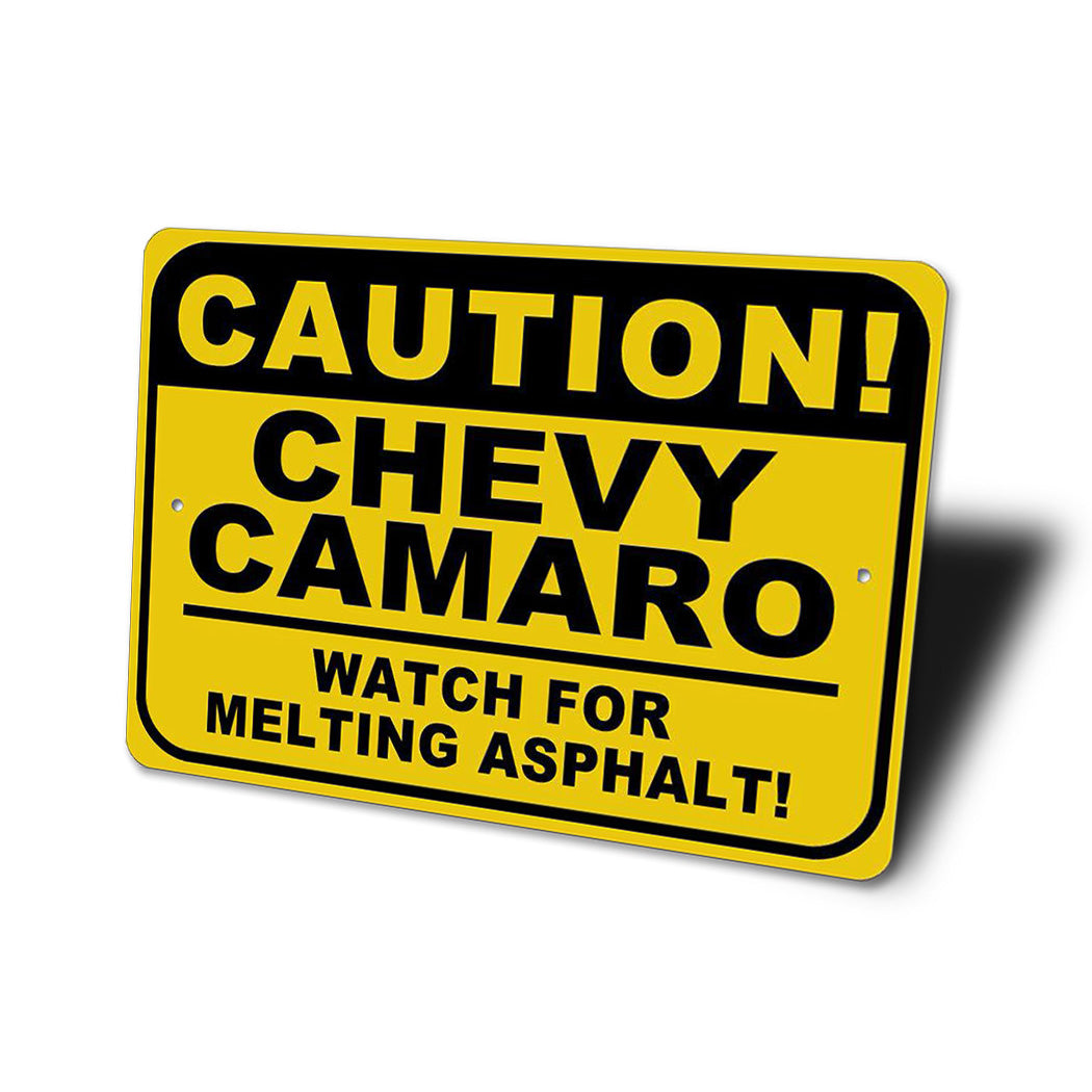 camaro-caution-watch-for-melting-asphalt-aluminum-sign