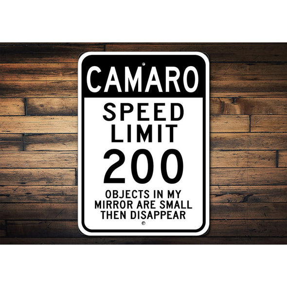 Camaro Speed Limit 200 - Aluminum Sign