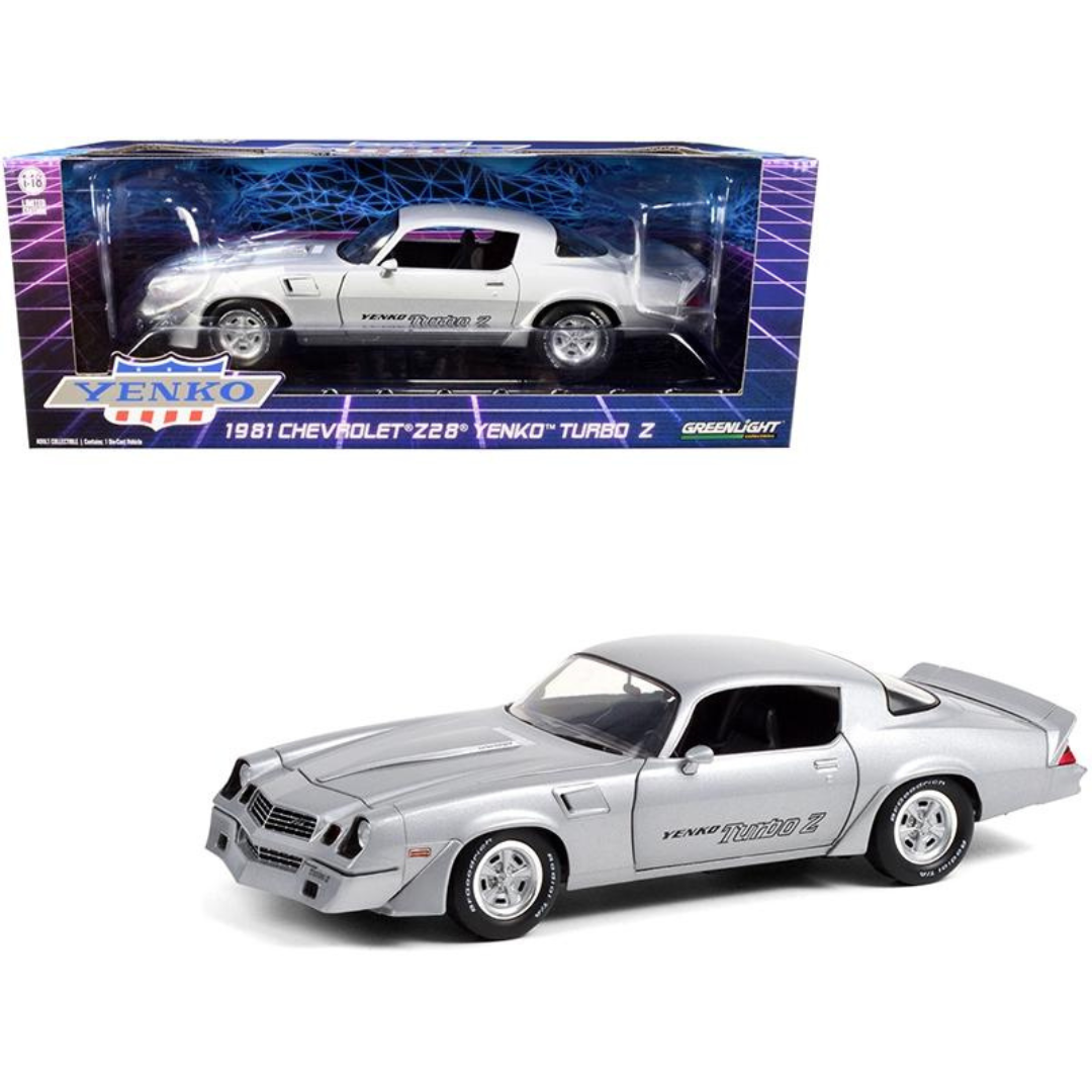 1981 Chevrolet Camaro Z 28 Yenko Turbo Z Turbo Silver Metallic 1 18 Diecast Model Car by Greenlight 13594