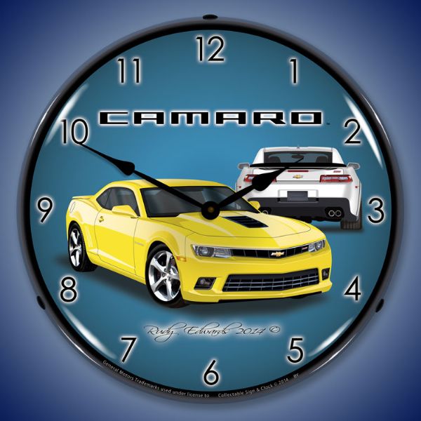 lighted-2014-ss-camaro-bright-yellow-clock