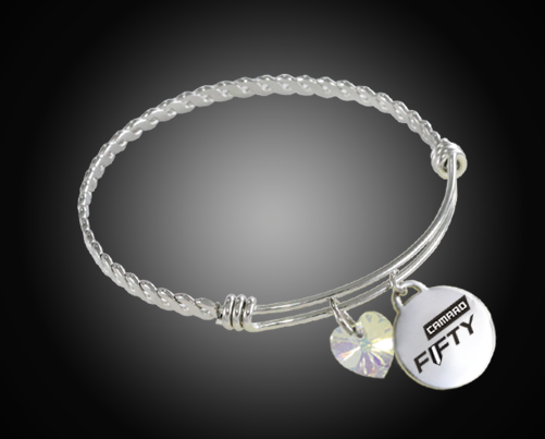 camaro-fifty-logo-crystal-twisted-wire-charm-bracelet