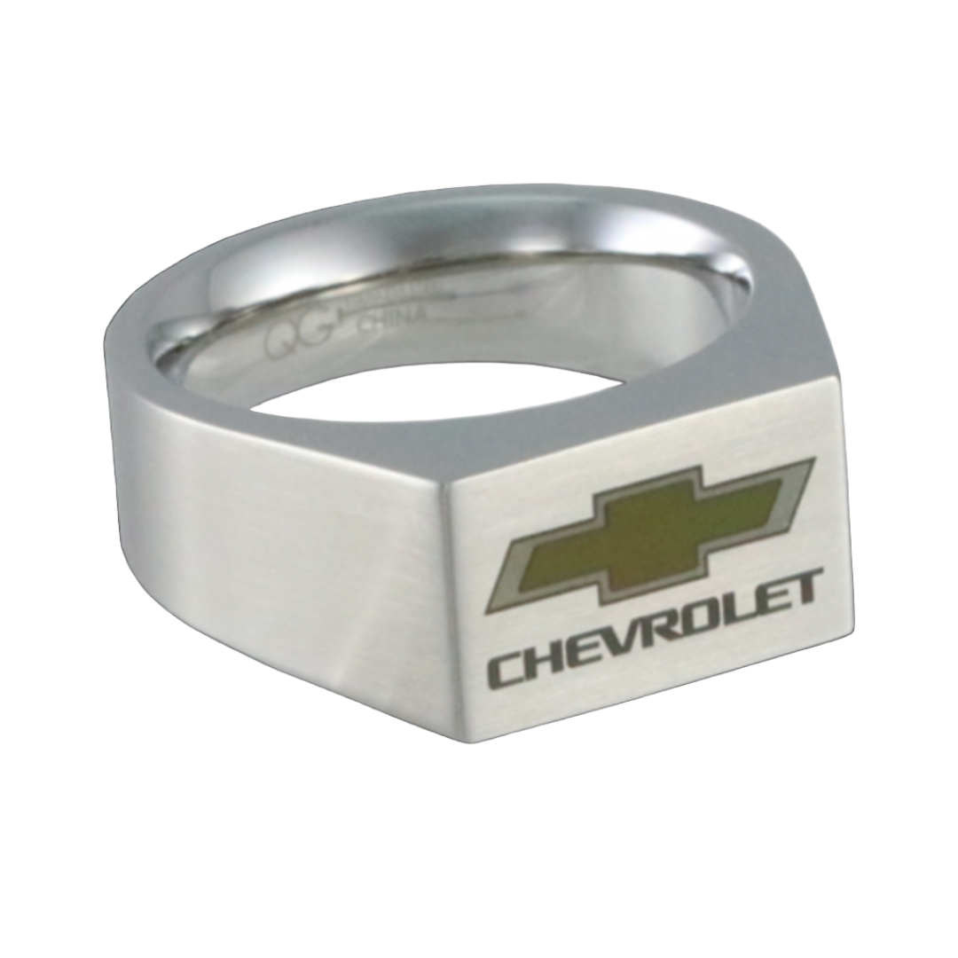 Chevy Bowtie Color Emblem Signet Ring