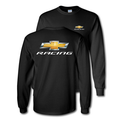 Chevy Racing Gold Bowtie Black Long Sleeve T-Shirt
