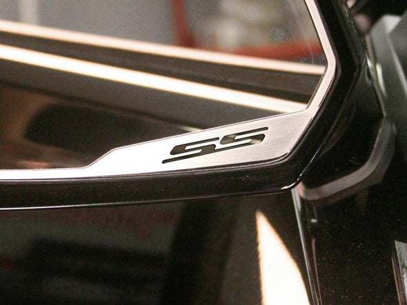 2010-2013 Camaro - Side View Mirror Trim "SS" | 2Pc | Brushed Stainless Steel