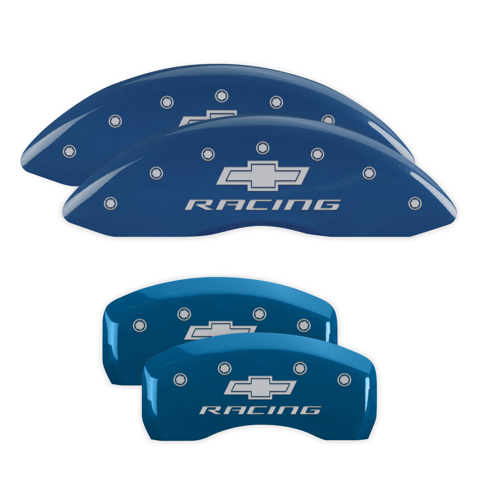 Chevy Racing Emblem, Blue - 2010-2015 Camaro V6 LS/LT MGP Brake Caliper Covers Set of 4