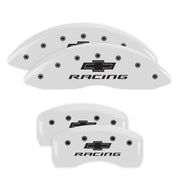Chevy Racing Emblem, White - 2010-2015 Camaro V6 LS/LT MGP Brake Caliper Covers Set of 4