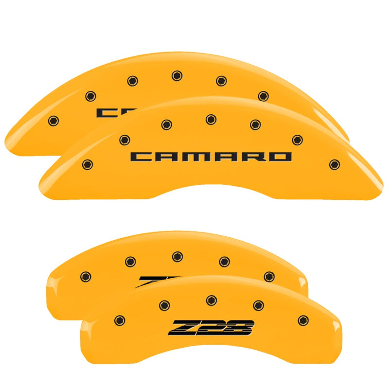 Camaro Script Front / Z28 Script Rear, Yellow - 2012-2015 Camaro ZL1 MGP Brake Caliper Covers Set of 4