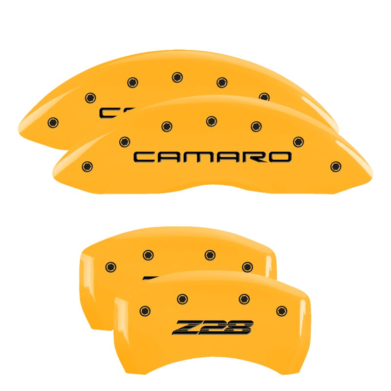 Camaro Script Front / Z28 Script Rear, Yellow - 1998-2002 Camaro MGP Brake Caliper Covers Set of 4