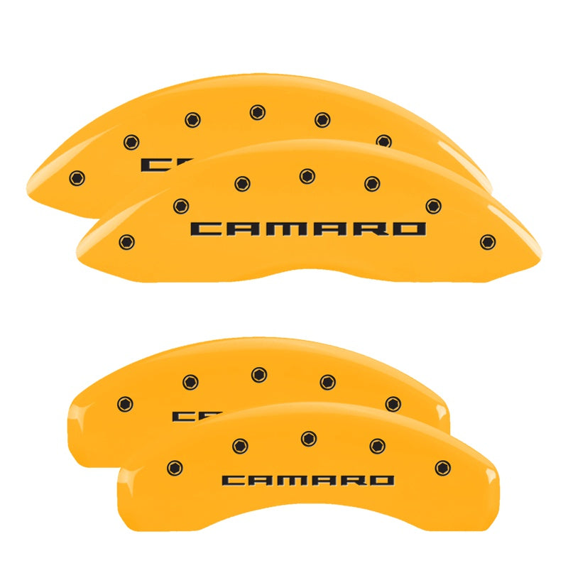 Camaro Script, Yellow - 2010-2015 Camaro V6 LS/LT MGP Brake Caliper Covers Set of 4