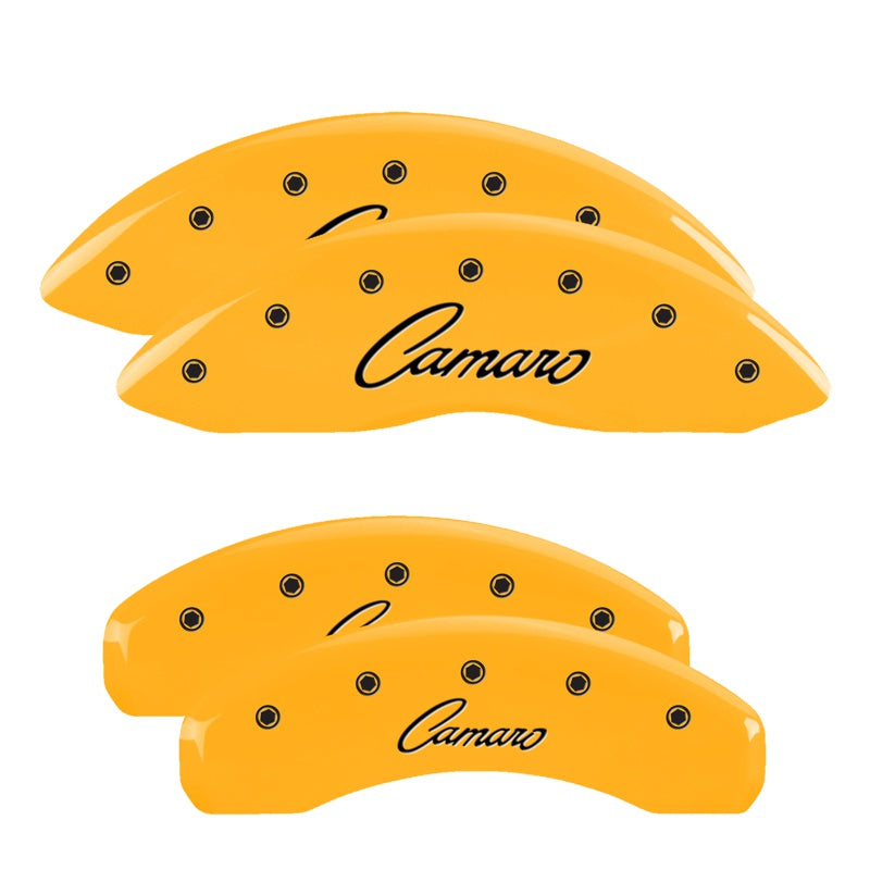 Vintage Camaro Script, Yellow - 2010-2015 Camaro V6 LS/LT MGP Brake Caliper Covers Set of 4