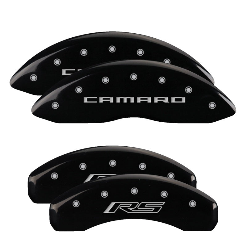 Camaro Script Front / RS Script Rear, Black - 2010-2015 Camaro V6 LS/LT MGP Brake Caliper Covers Set of 4