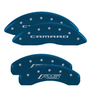Camaro Script Front / RS Script Rear, Blue - 2010-2015 Camaro V6 LS/LT MGP Brake Caliper Covers Set of 4