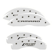 Camaro Script Front / RS Script Rear, White - 2010-2015 Camaro V6 LS/LT MGP Brake Caliper Covers Set of 4
