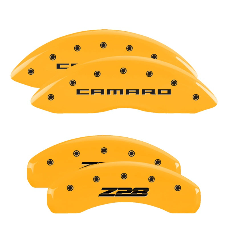 Camaro Script Front / Z28 Script Rear, Yellow - 2010-2015 Camaro SS MGP Brake Caliper Covers Set of 4