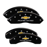 Chevy Racing Emblem, Black - 2016-2023 Camaro LS/RS MGP Brake Caliper Covers Standard JL9 Brakes Set of 4