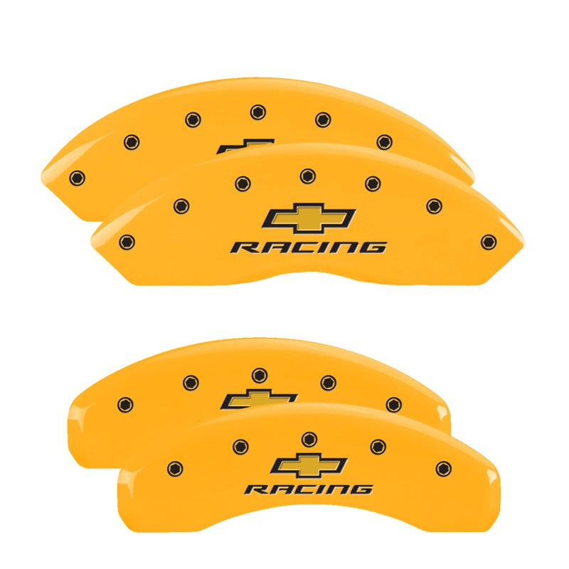 Chevy Racing Emblem, Yellow - 2016-2023 Camaro LS/RS MGP Brake Caliper Covers Standard JL9 Brakes Set of 4
