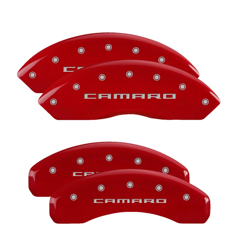 Camaro Script, Red - 2016-2023 Camaro LS/RS MGP Brake Caliper Covers Standard JL9 Brakes Set of 4