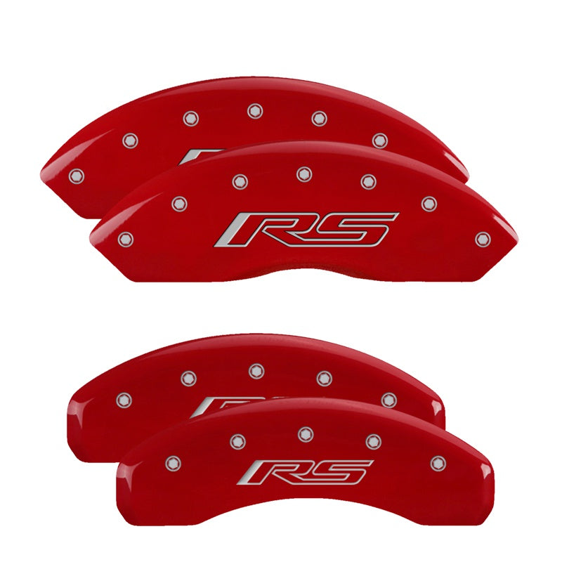 RS Script, Red - 2016-2023 Camaro LS/RS MGP Brake Caliper Covers Standard JL9 Brakes Set of 4