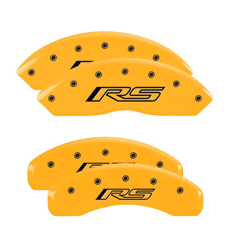 RS Script, Yellow - 2016-2023 Camaro LS/RS MGP Brake Caliper Covers Standard JL9 Brakes Set of 4