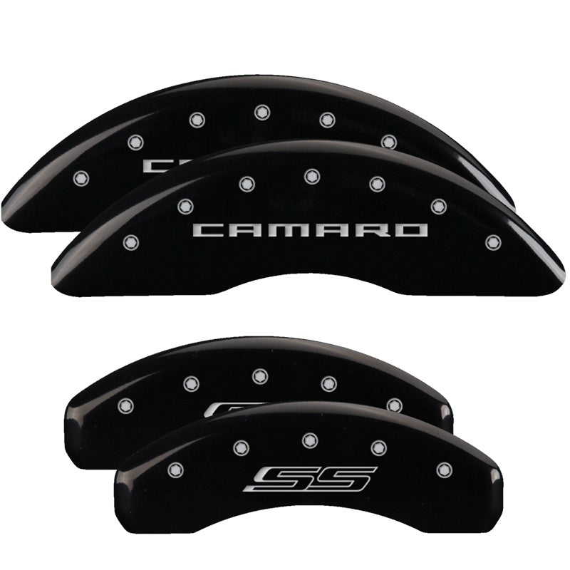 Camaro Script Front / SS Script Rear, Black - 2016-2024 Camaro SS MGP Brake Caliper Covers Brembo Front & Rear Set of 4