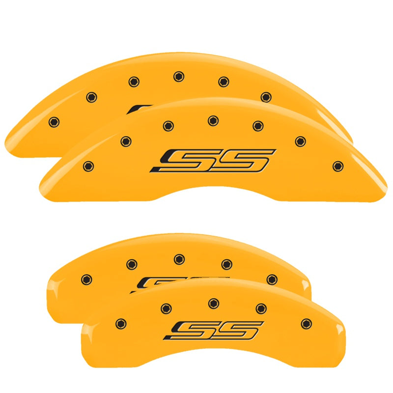 SS Script, Yellow - 2016-2024 Camaro SS MGP Brake Caliper Covers Brembo Front & Rear Set of 4