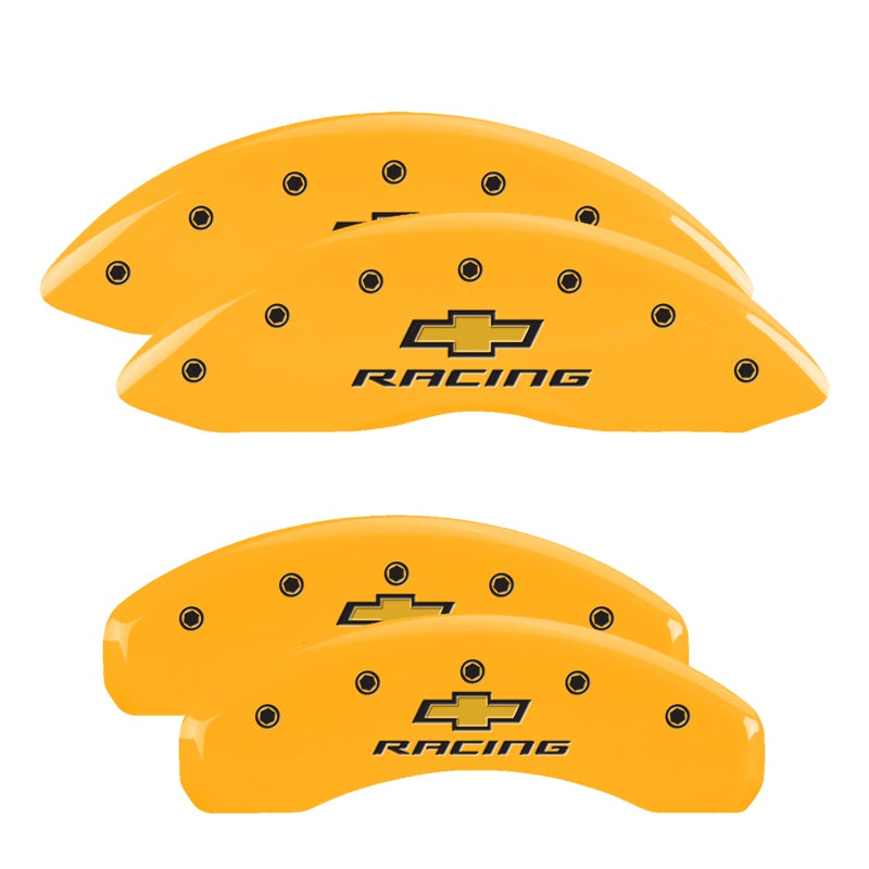 Chevy Racing Emblem, Yellow - 2016-2024 Camaro LT MGP Brake Caliper Covers Brembo Front & Standard Rear Set of 4