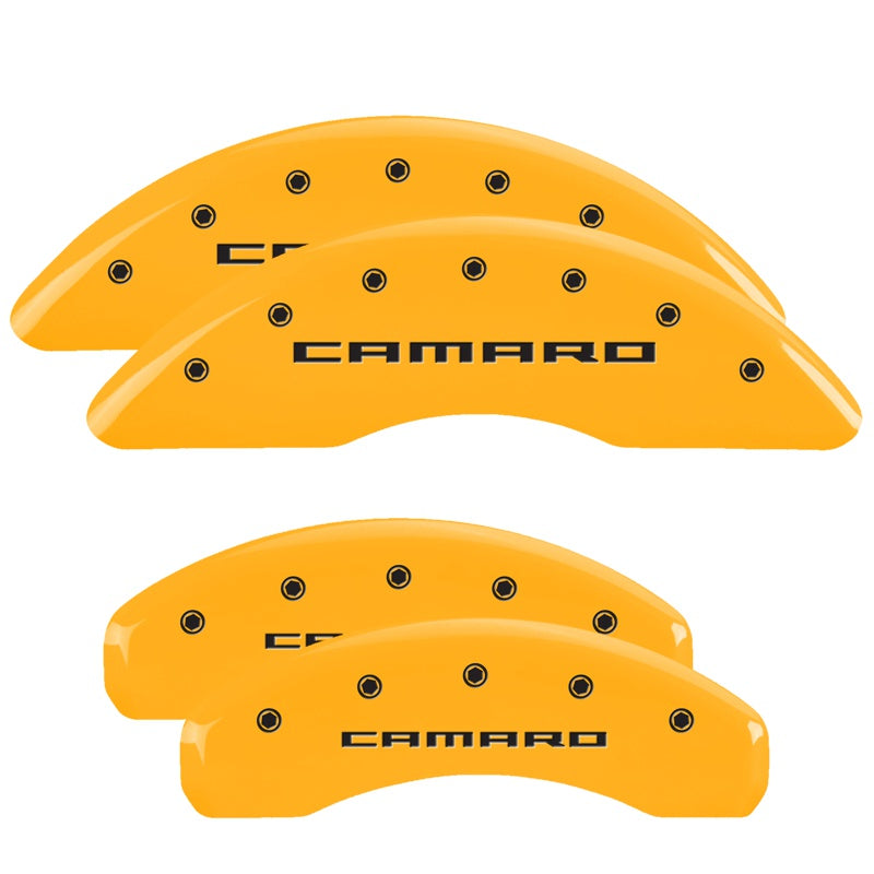 Camaro Script, Yellow - 2016-2024 Camaro LT MGP Brake Caliper Covers Brembo Front & Standard Rear Set of 4