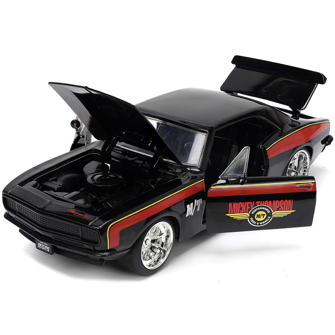 1967 Chevrolet Camaro "Mickey Thompson" Black with Red and Yellow Stripes "Bigtime Muscle" Series 1/24 Diecast Model Car