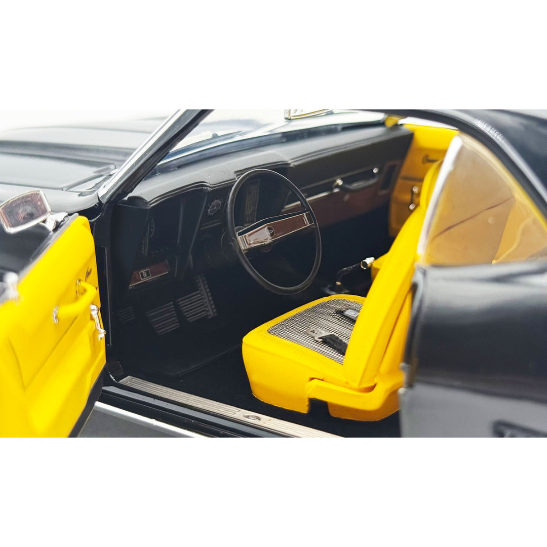 1969 Chevrolet COPO Camaro Tuxedo Black with Yellow Interior Limited Edition to 402 pieces Worldwide 1/18 Diecast Model Car