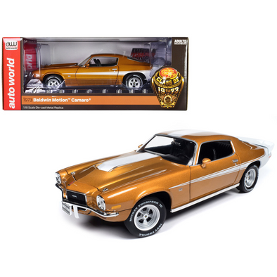 1973 Chevrolet Camaro "Baldwin Motion" Light Copper Metallic with White Stripes "Class of 1973" "American Muscle" Series 1/18 Diecast Model Car