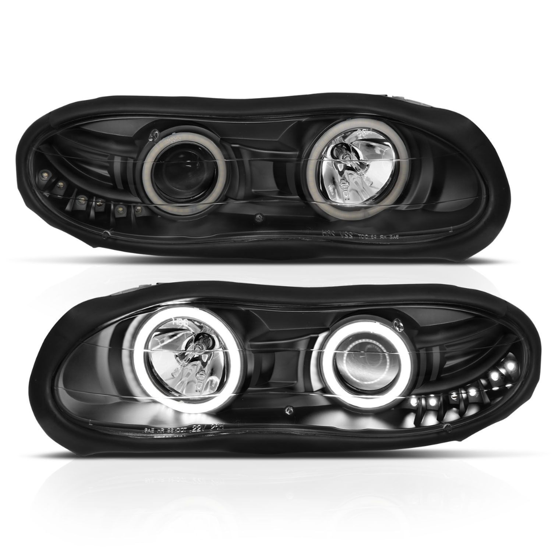 1998-2002 4th Gen. Camaro Projector Halo Headlights Black W/RX Halo