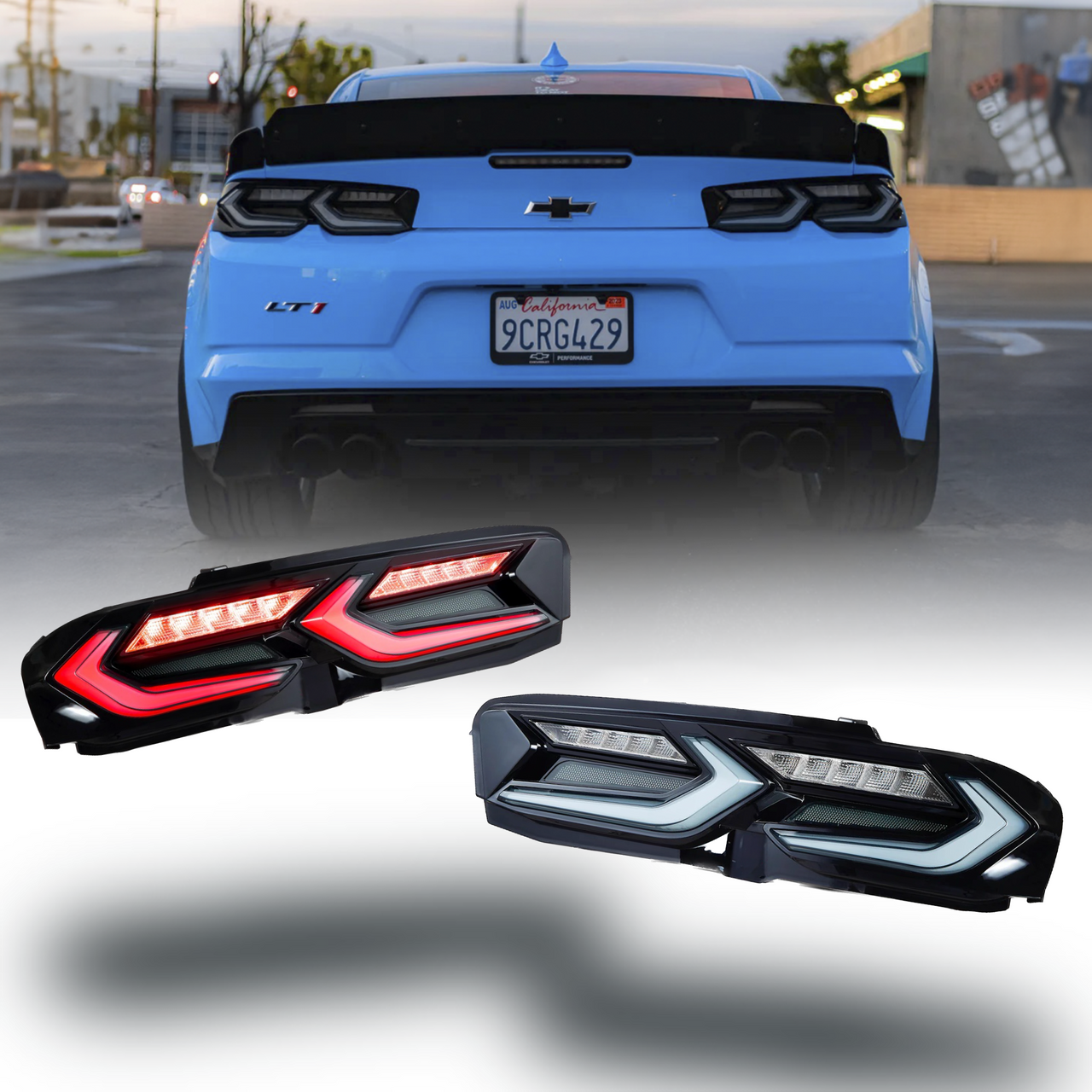 2019-2024 CHEVY CAMARO UMBRA LED TAILLIGHTS GLOSS BLACK/SMOKE LENS