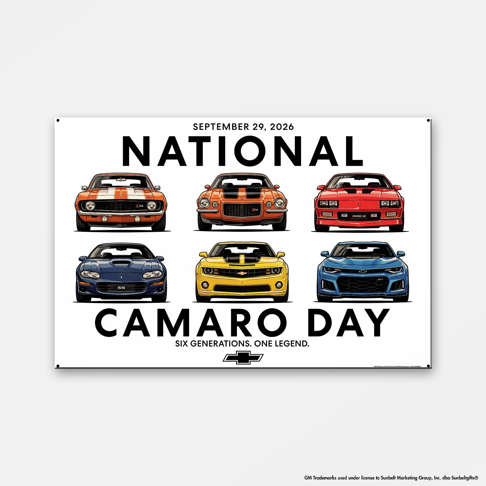 Chevrolet Camaro Six Generations Landscape Metal Sign – National Camar