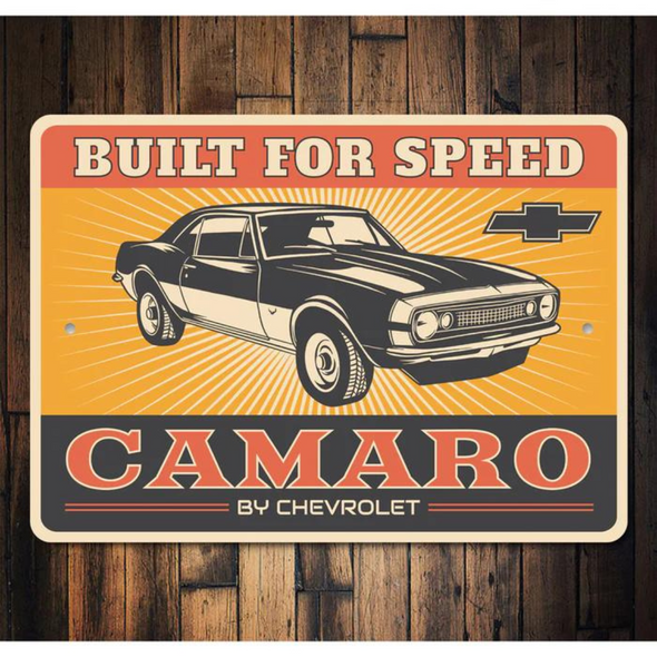1st Generation Camaro Built For Speed Aluminum Sign