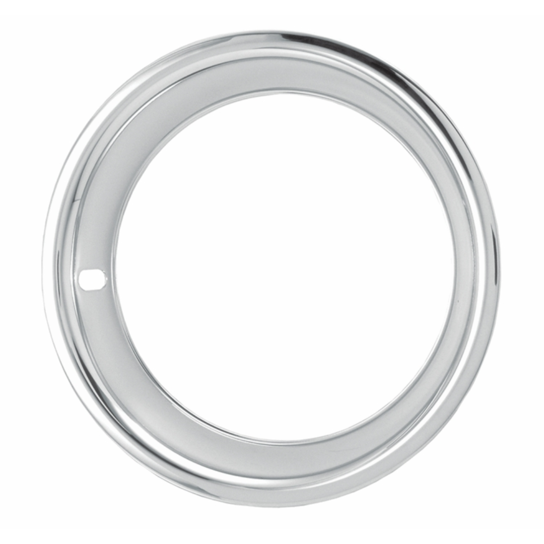 14" Deep Dish Triple Chrome Plated Stainless Trim Ring Set 2.75" Wide - Straight Edge