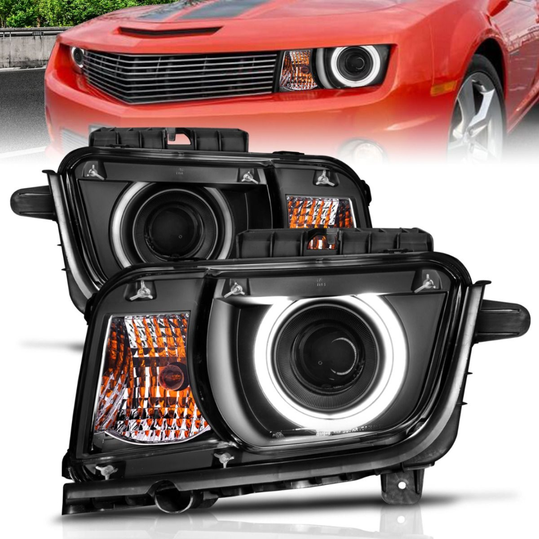 2010-2013 5th Gen. Camaro Projector Halo Headlights Black W/RX Halo