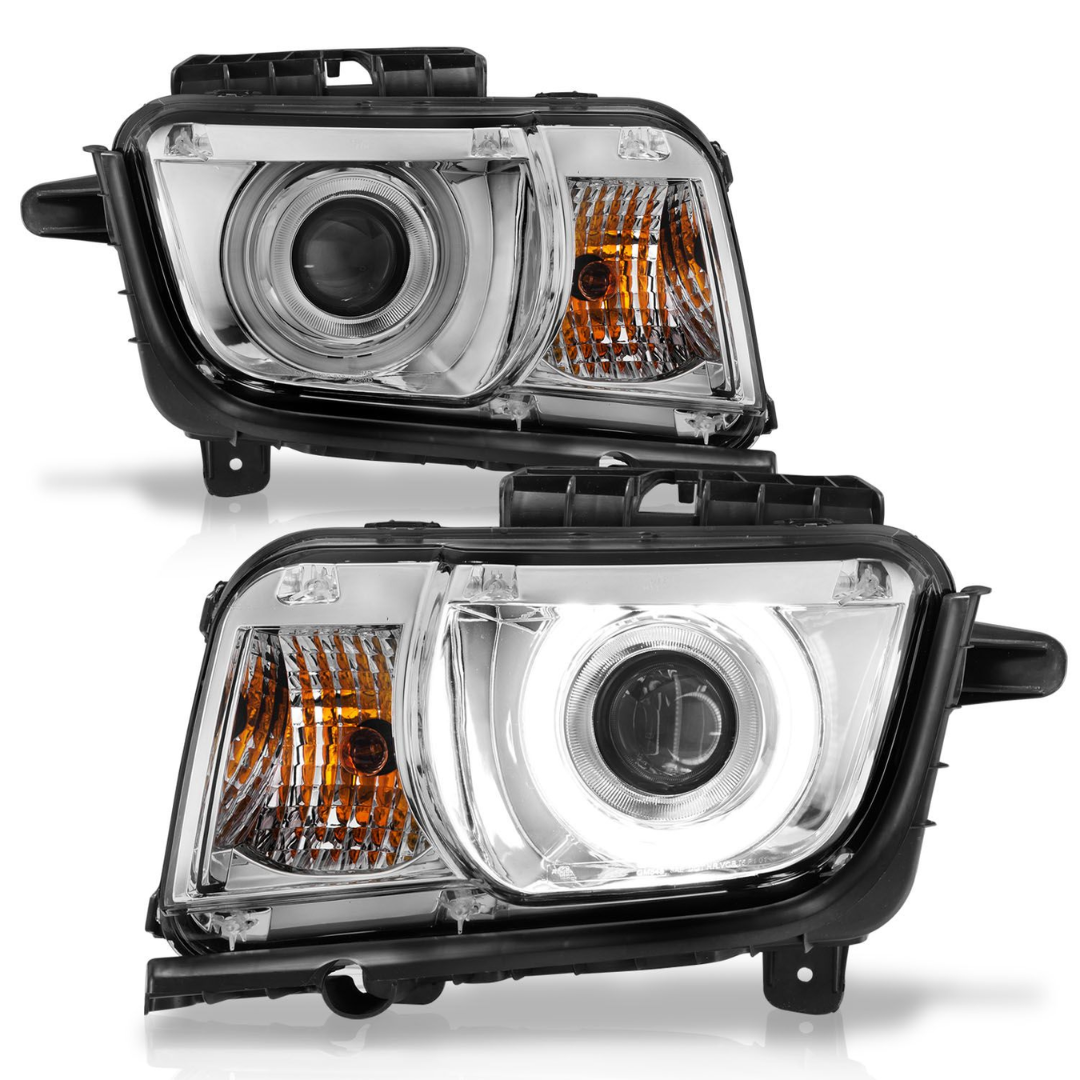 2010-2013 5th Gen. Camaro Projector Halo Headlights Chrome W/RX Halo